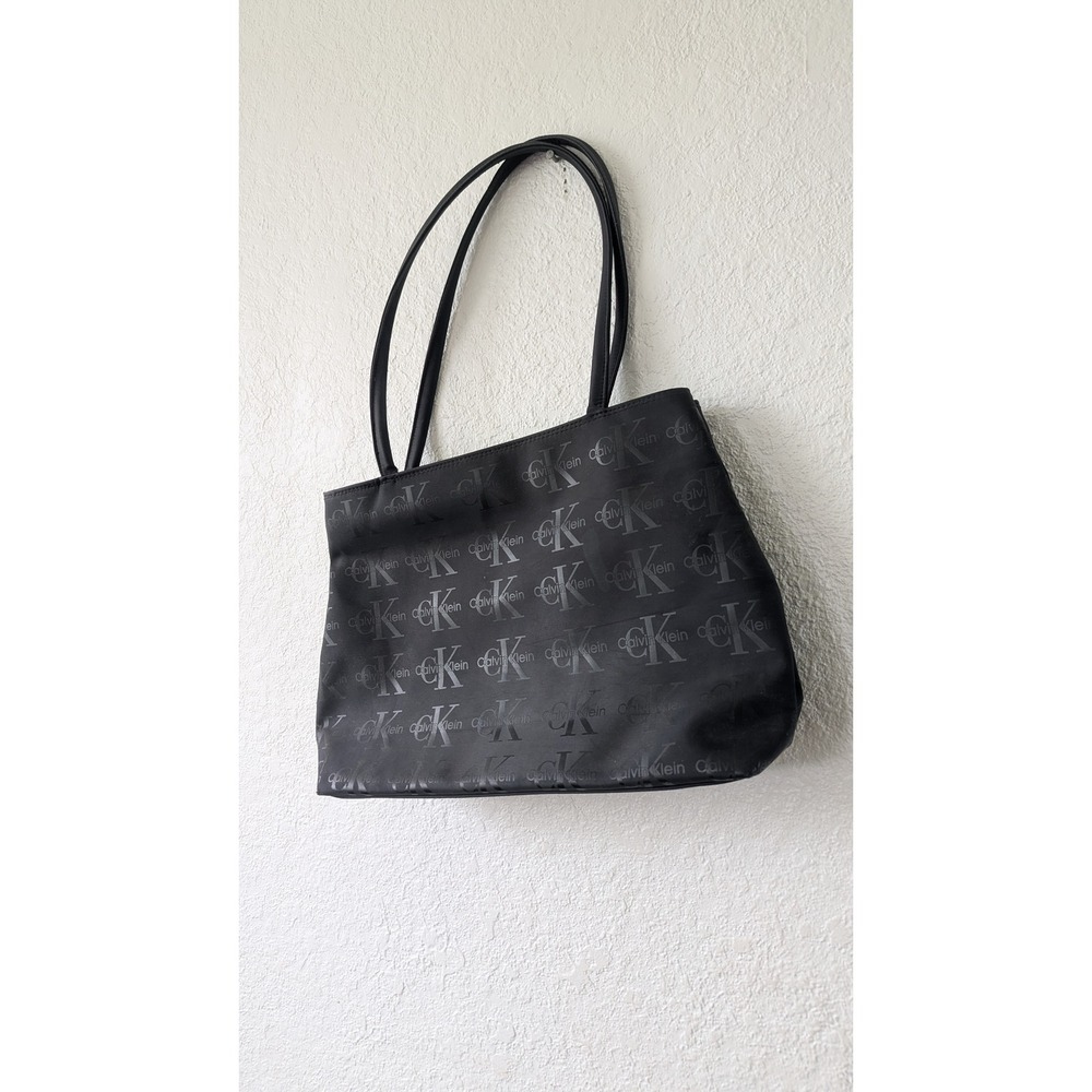Calvin Klein Tote Bag Black With Small Repeating Logos‎